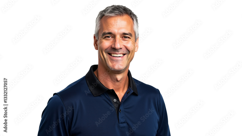 Smiling Man in Navy Blue Polo Shirt Isolated on Transparent Background for Friendly Marketing and Advertising Use Smiling Man in Navy Blue Polo Shirt Isolated on Transparent Background for Friendly Marketing and Advertising Use