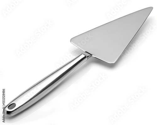 A Sleek, Silver Cake Server, Poised For The Perfect Slice, Ready To Grace A Celebratory Gathering With Its Elegant Design And Smooth, Reflective Surface