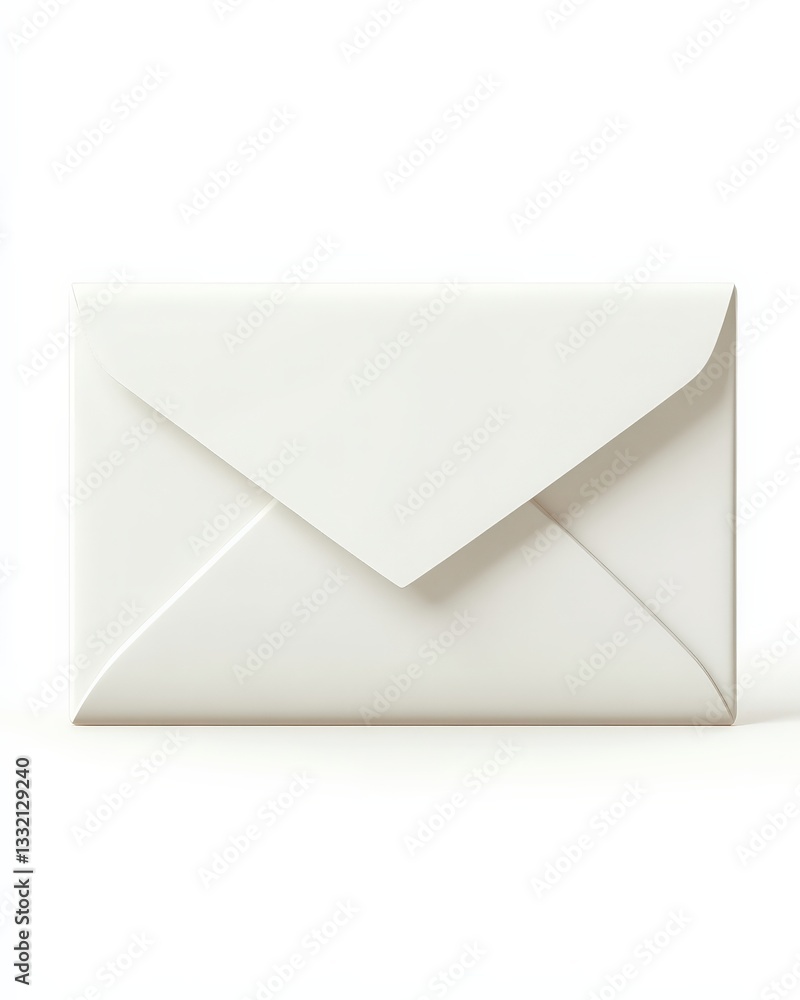 Close-up of a plain white envelope with a pointed flap on a white background. Close-up of a plain white envelope with a pointed flap on a white background.