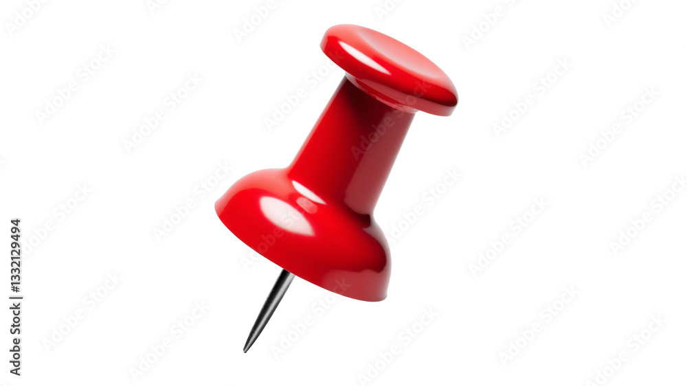 Glossy Red Pushpin Isolated on Transparent Background for Office Supplies and Stationery Use Glossy Red Pushpin Isolated on Transparent Background for Office Supplies and Stationery Use