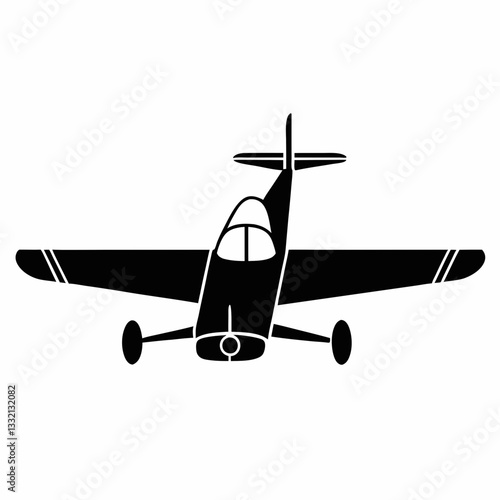 Vintage red biplane airplane isolated on white background, retro aviation illustration with propeller and wings, flying transport vector design