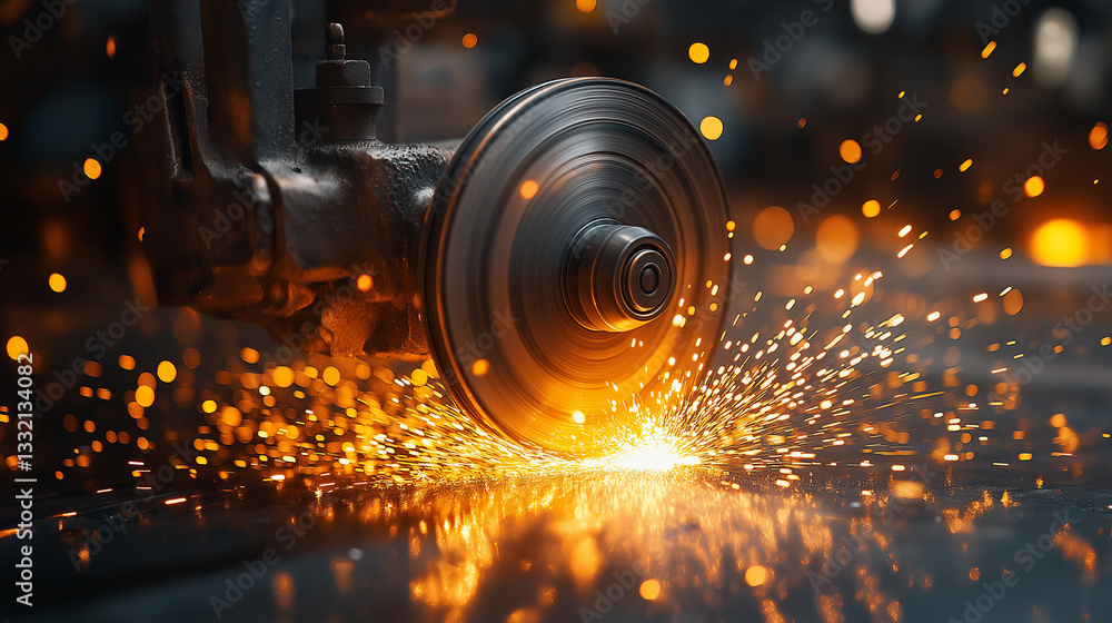 Sparks fly as steel grinds, glowing embers on metal surface, industrial energy in motion. Sparks fly as steel grinds, glowing embers on metal surface, industrial energy in motion.