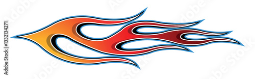 Burning tires and flame sports car decal vinyl sticker. Racing car speed fire flames vector art graphic. Side decoration for car, auto, truck, boat, suv, motorcycle.