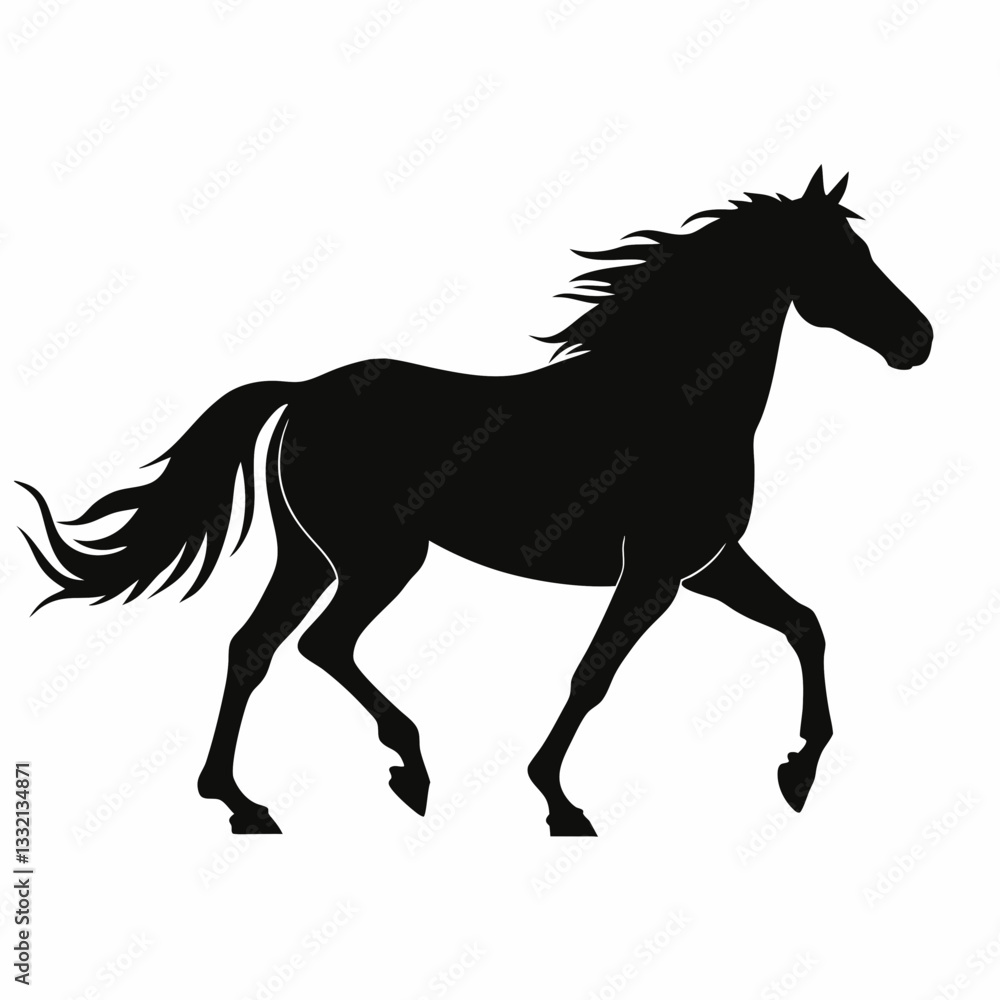 Black horse silhouette running vector illustration Black horse silhouette running vector illustration