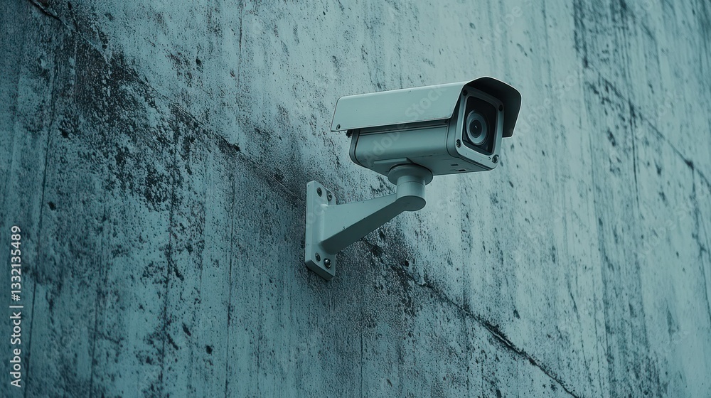 Security camera mounted on a concrete wall. Security camera mounted on a concrete wall.