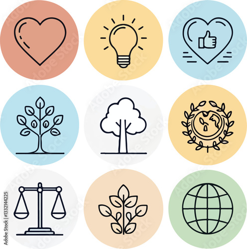  Personal Values Icons Set – Editable Stroke Vector Illustration