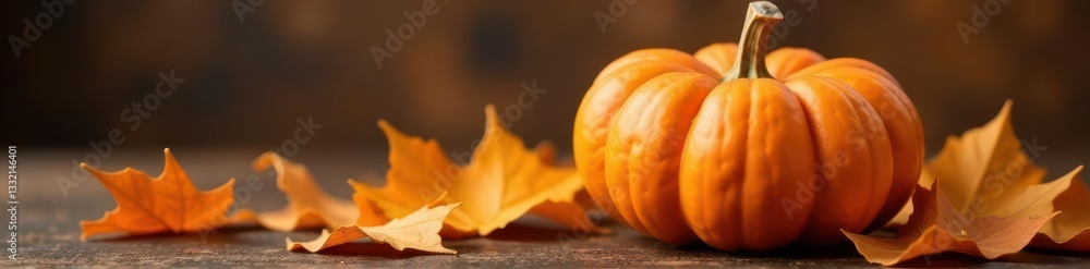 Obraz premium Deep orange pumpkin, smooth skin, vibrant autumn color, rustic, color