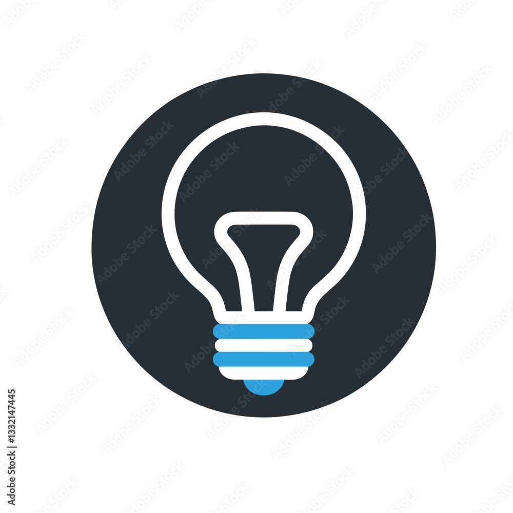 Light bulb illustration on dark circular background Light bulb illustration on dark circular background
