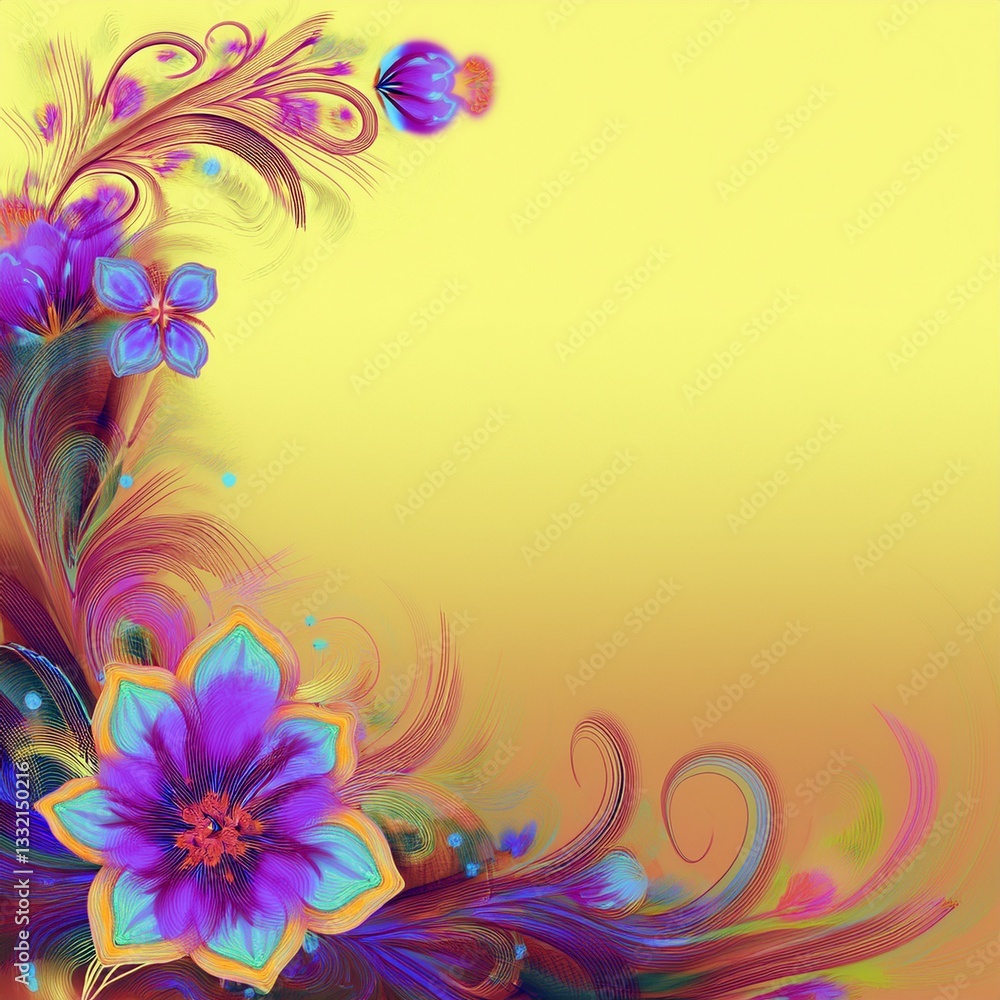 Abstract border frame of flowers in the corner of the image with space for text, blur and fade Abstract border frame of flowers in the corner of the image with space for text, blur and fade
