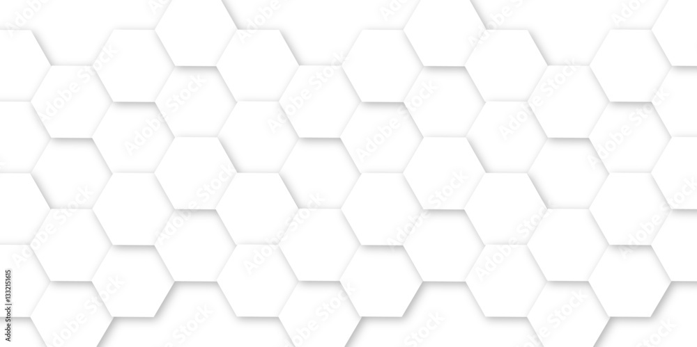 Abstract Vector seamless 3d creative white hexagons backdrop background. geometric white grid emboss hexagonal background, technology mesh cell seamless pattern. Abstract Vector seamless 3d creative white hexagons backdrop background. geometric white grid emboss hexagonal background, technology mesh cell seamless pattern.