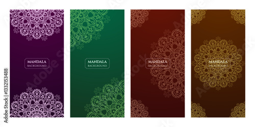 Elegant Set of Mandala Designs on Colorful Backgrounds