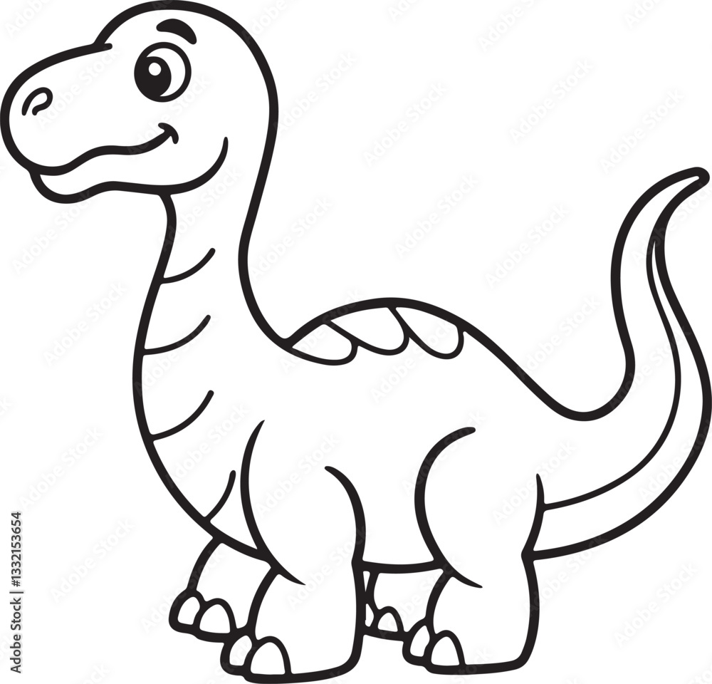 A playful dinosaur depicted in a jungle setting, intended as a coloring page for children A playful dinosaur depicted in a jungle setting, intended as a coloring page for children