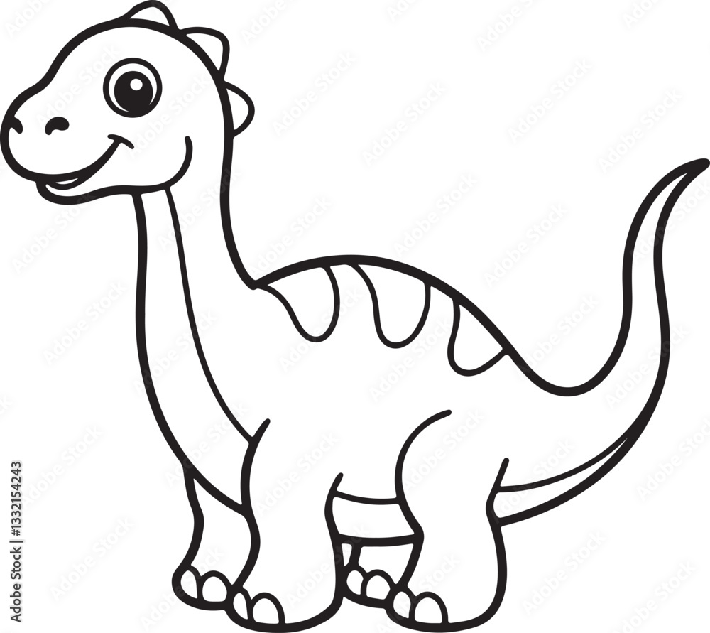 A playful dinosaur depicted in a jungle setting, intended as a coloring page for children A playful dinosaur depicted in a jungle setting, intended as a coloring page for children