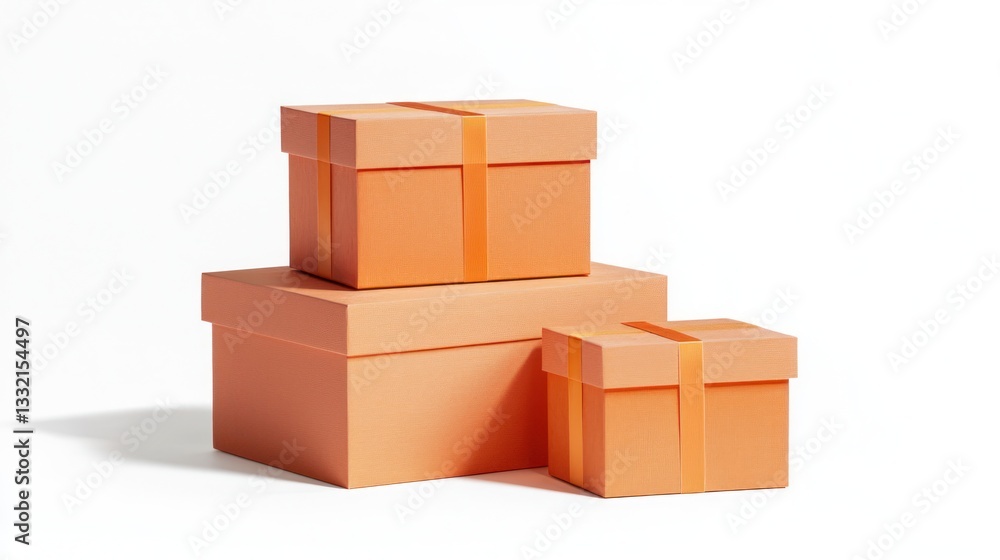 Obraz premium Vibrant Orange Gift Boxes with Ribbons