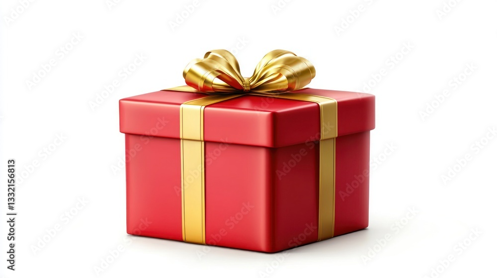 Obraz premium Elegant Red Gift Box with Gold Ribbon
