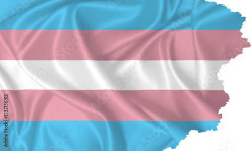 Transgender pride flag vector with torn edges on a transparent background