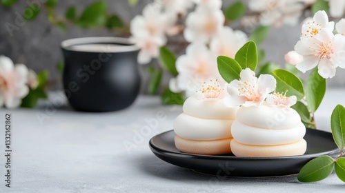 Wallpaper Mural Elegant White Flowers Arranged on a Simple Plate for a Minimalist Style Torontodigital.ca