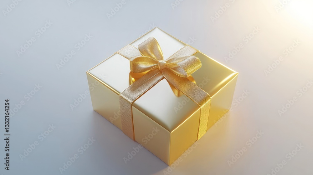 Obraz premium Elegant Gold Gift Box with Satin Ribbon