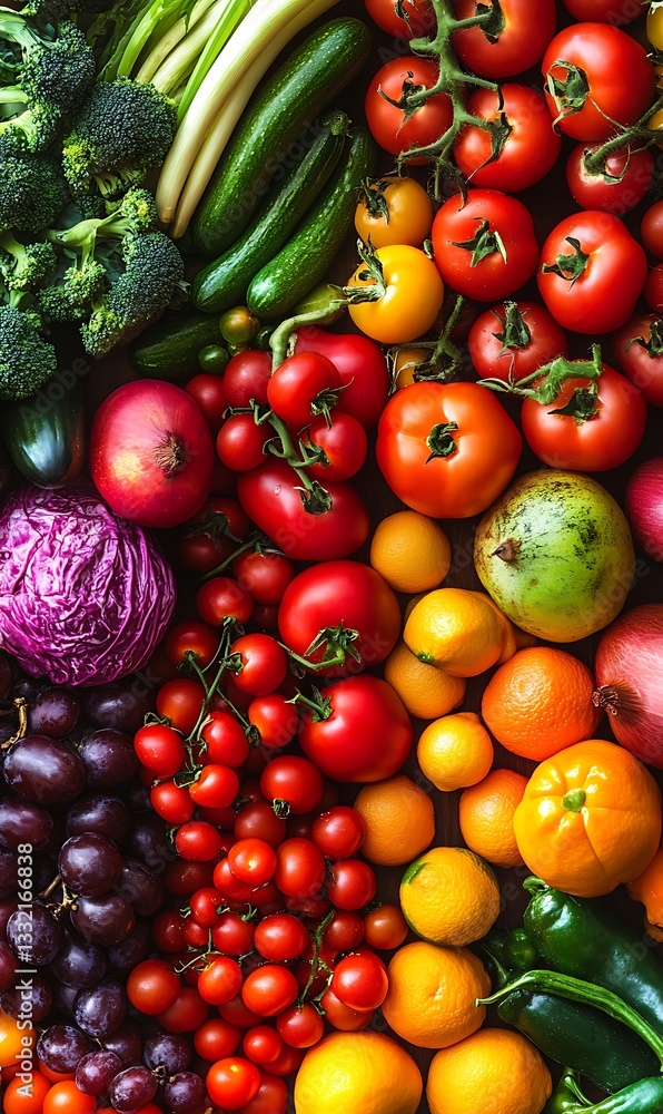 a group of different colored fruits and vegetables a group of different colored fruits and vegetables