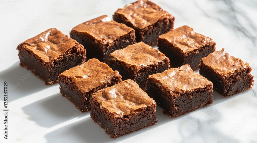 Deliciously Rich Brownies Piled High on a Rustic White Table Surface Deliciously Rich Brownies Piled High on a Rustic White Table Surface