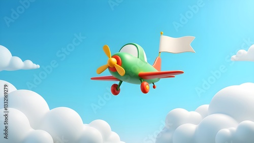 Cartoon airplane cloud journey