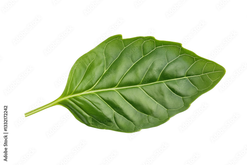Fototapeta premium Fresh green basil leaves on PNG and transparent background