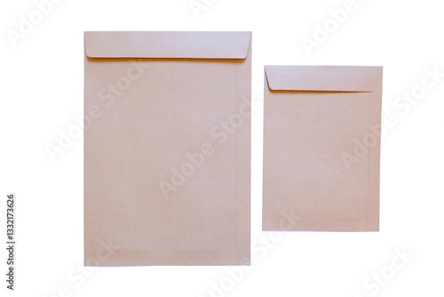Brown envelopes isolated on white background.