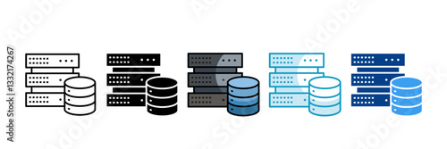 Database Storage  Icon Set Multiple Style Collection