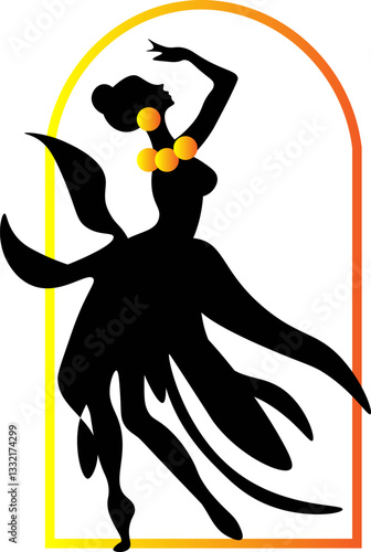 exotic dancer silhouette, ethnic style