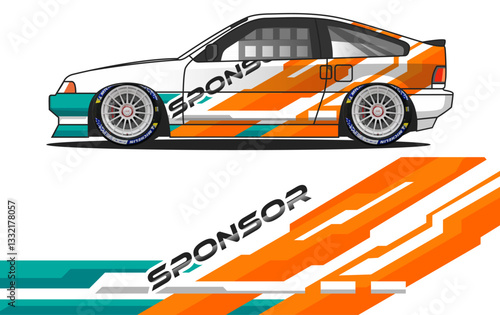 Sporty racing car wrap design