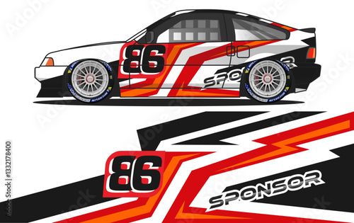Sporty racing car wrap design