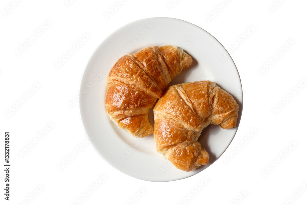 White dish with croissants on white background... White dish with croissants on white background...
