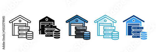 Data Warehousing  Icon Set Multiple Style Collection