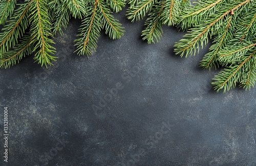 Wallpaper Mural A beautiful Christmas background is created with a close-up of a green fir tree branch, offering copy space and embracing a trendy, dark, and moody design, ideal for seasonal quotes, and capturing Torontodigital.ca