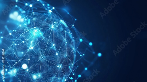 Abstract blue glowing light tunnel background with futuristic technology and data connection concept, vector illustration design with bokeh effect.