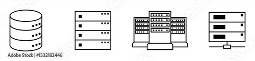 data and server linear icon set. data center vector illustration	
