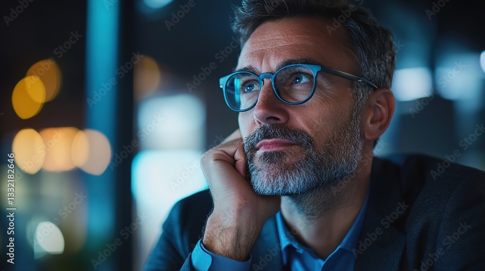 Focused businessman in modern office, embodying determination and strategic thinking.
Focused businessman in modern office, embodying determination and strategic thinking.