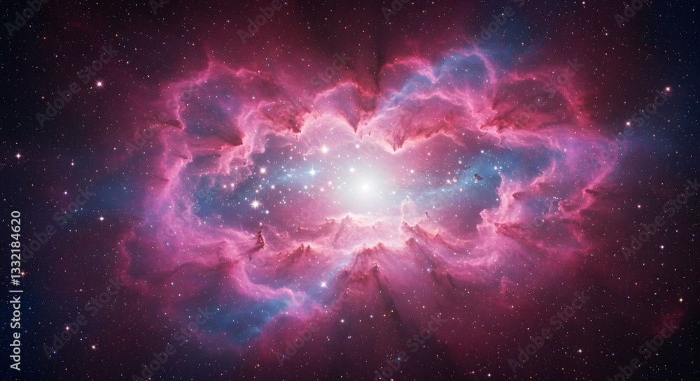 Nebula Galaxy Space with Pink and Blue Clouds, Starfield Nebula Galaxy Space with Pink and Blue Clouds, Starfield