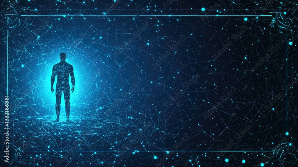 Abstract figure in digital space Abstract figure in digital space
