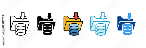 Data Archiving  Icon Set Multiple Style Collection