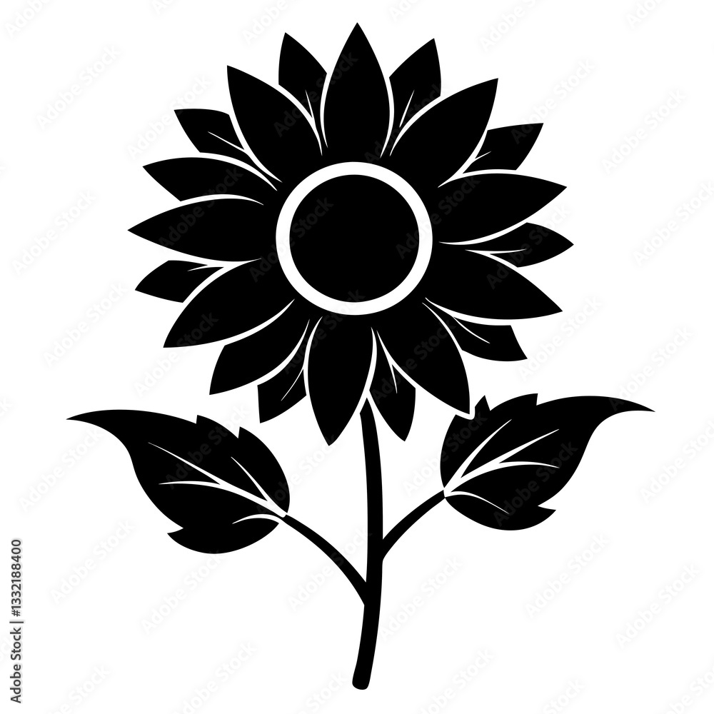 Fototapeta premium sun flower silhouette isolated vector with white background. 