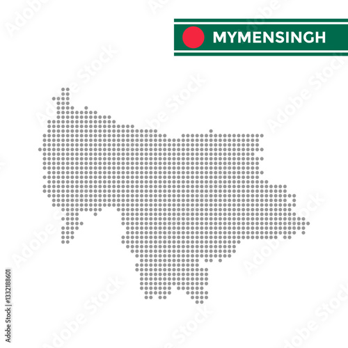 Dotted map of Mymensingh Division in Bangladesh photo