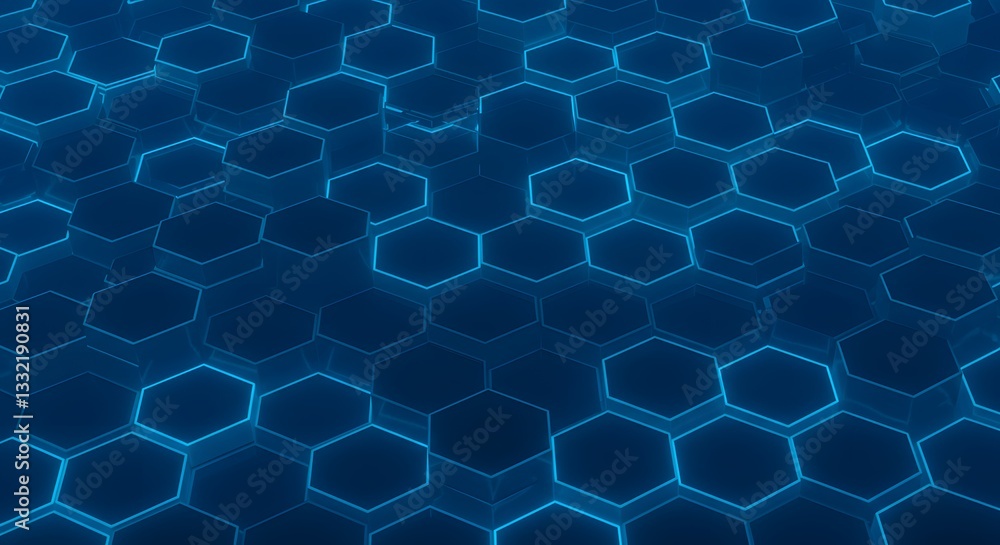 Abstract Neon Blue Hexagon Background - Futuristic Technology Pattern Abstract Neon Blue Hexagon Background - Futuristic Technology Pattern