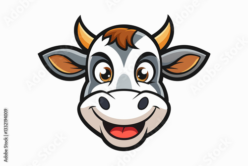 funny cow head vector logo with white background