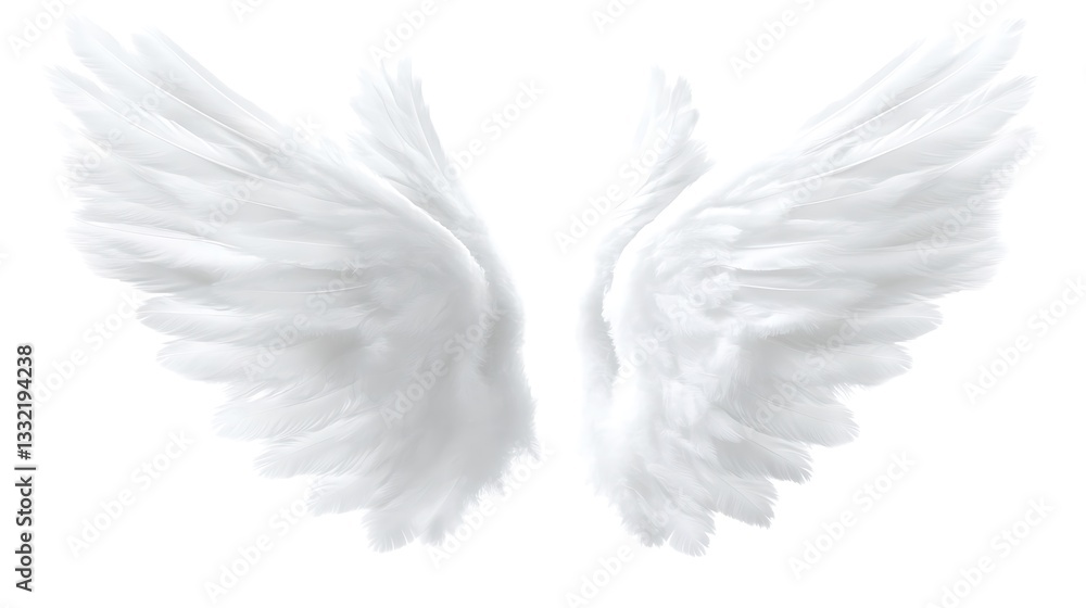 Fototapeta premium A Pair of Large and Fluffy White Feathered Angel Wings