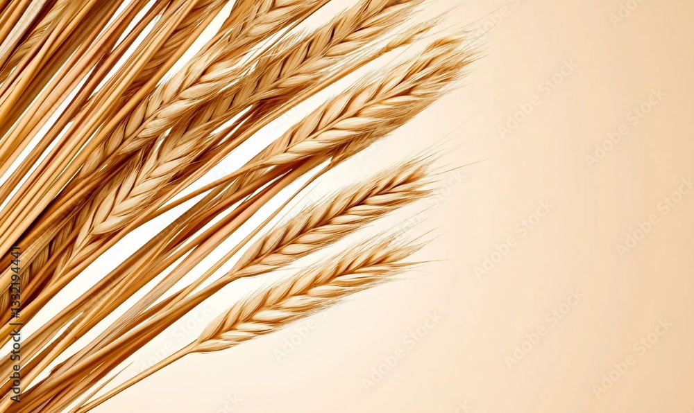 A close-up of golden wheat stalks against a soft background. A close-up of golden wheat stalks against a soft background.