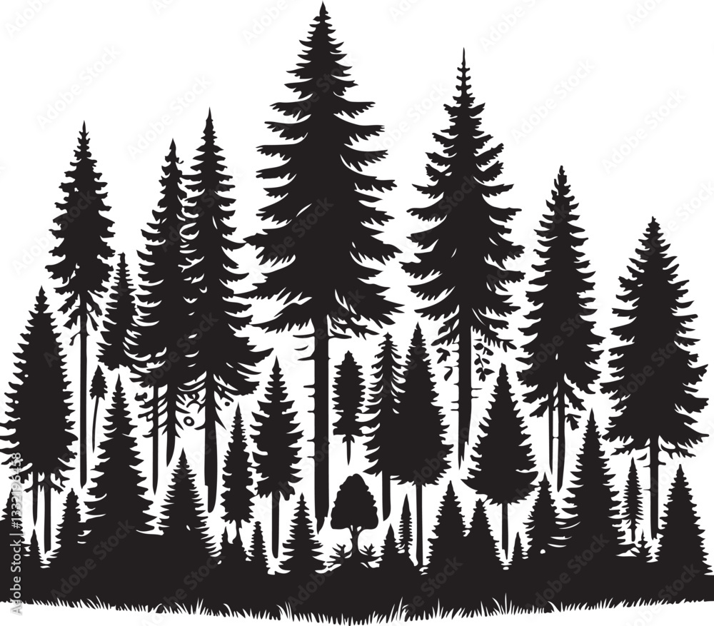 Obraz premium Forest Tree Silhouette Collection