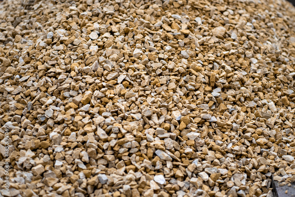 View of a site at a mining processing plant. A pile of stones View of a site at a mining processing plant. A pile of stones