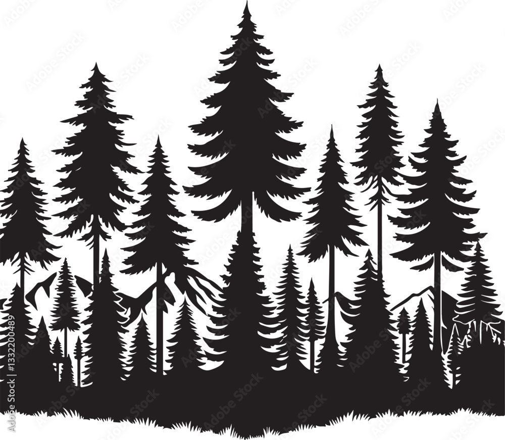 Obraz premium Forest Tree Silhouette Collection