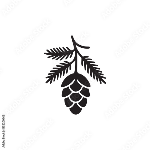 Vintage Pine Cone with Leaf Branch Logo design.